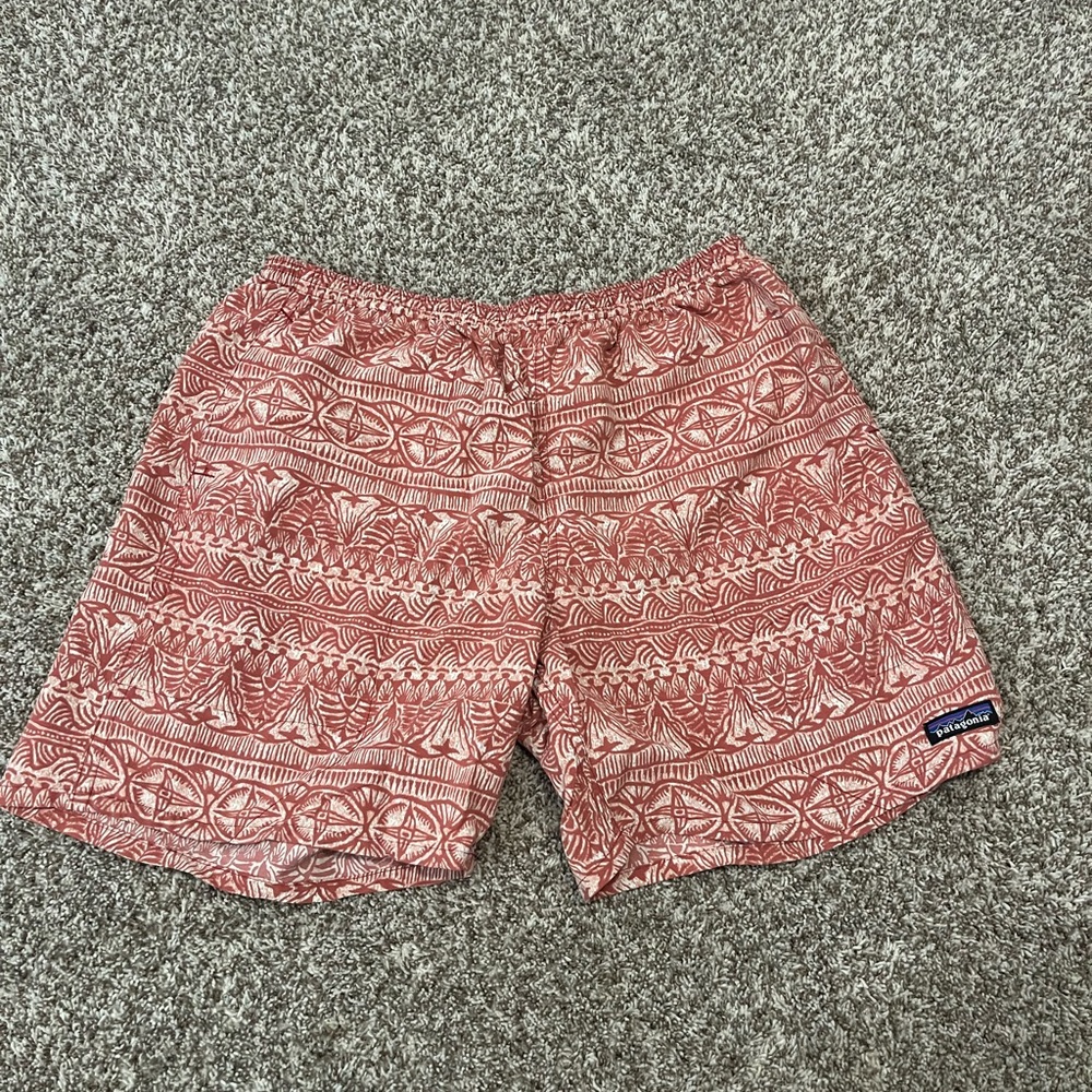 Patagonia Red Athletic Shorts with Elastic Waistband